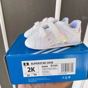 Never worn or walked on size 2c crib Adidas bootie